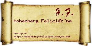Hohenberg Feliciána névjegykártya